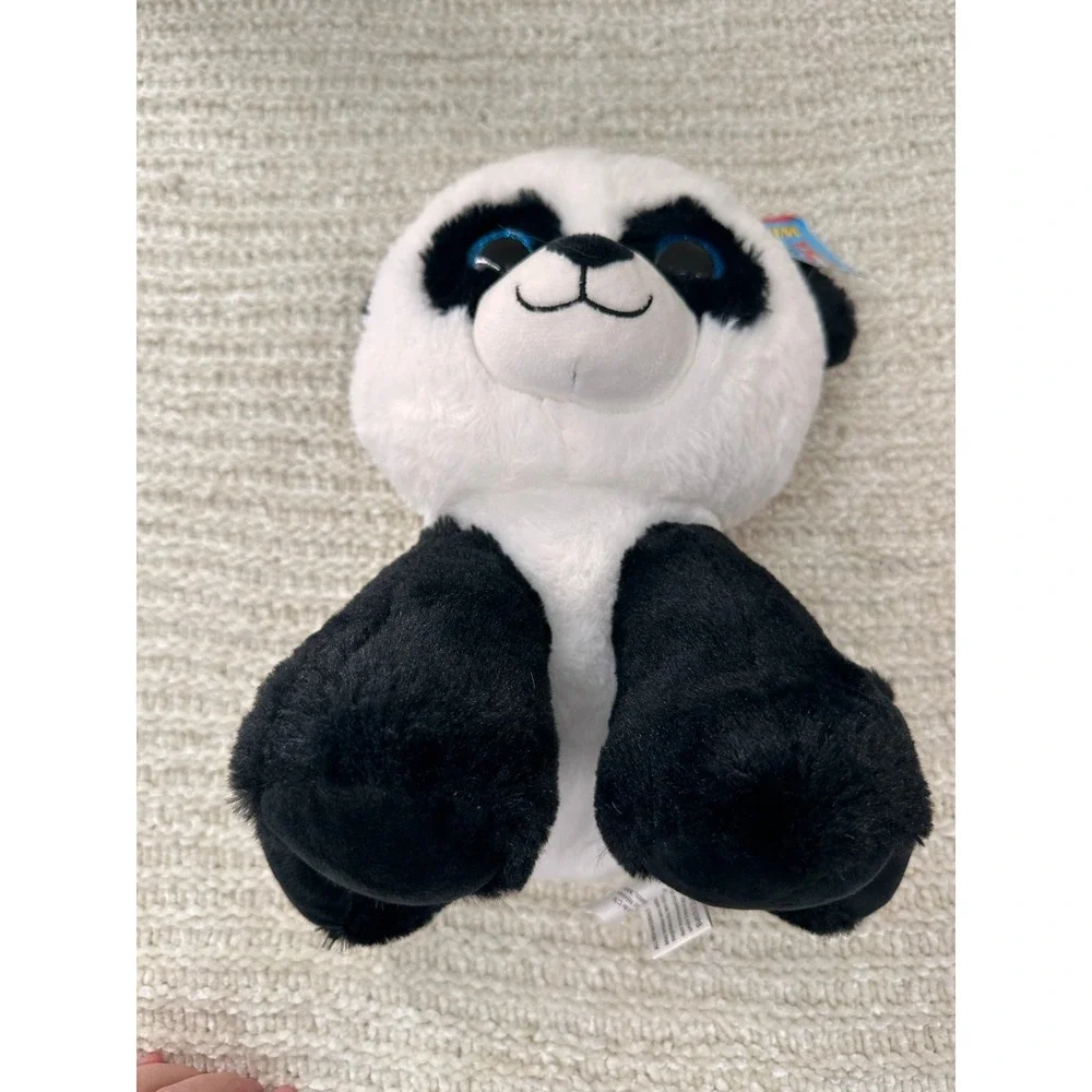 Six‎ Flags Panda Plush Stuffed Animal Sparkle Blue Eyes 12 Inch Kids Toy Kawaii